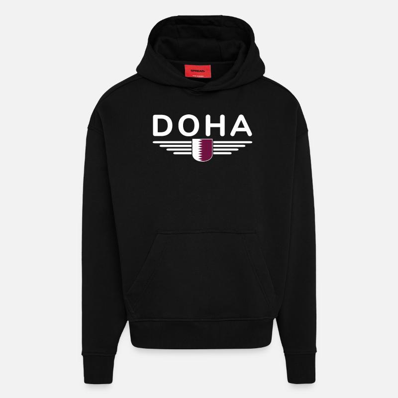 Doha Design – Élégant et unique - Sweat à capuche bio épais oversize fabriqué en UE - SOLID BLACK