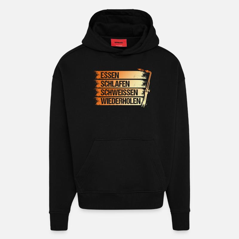Soudage Soudeurs Soudeurs - Sweat à capuche bio épais oversize fabriqué en UE - SOLID BLACK