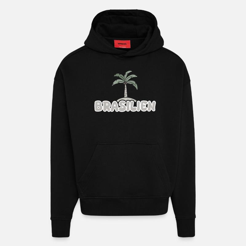 Brésil Brésil - Sweat à capuche bio épais oversize fabriqué en UE - SOLID BLACK