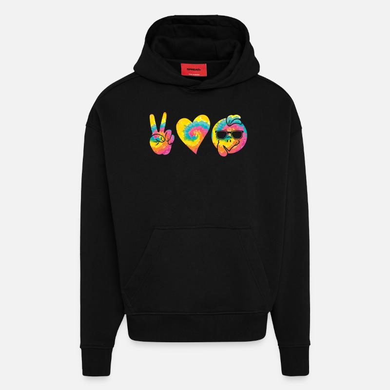 Poulets Coq Dinde - Sweat à capuche bio épais oversize fabriqué en UE - SOLID BLACK