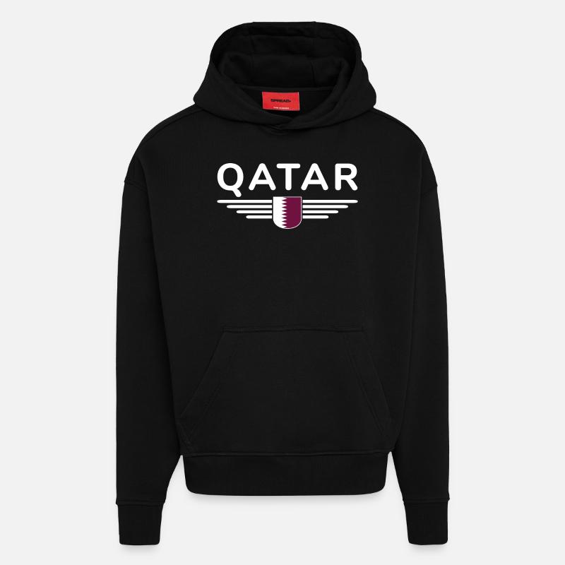 Qatar Design – Exclusif et moderne - Sweat à capuche bio épais oversize fabriqué en UE - SOLID BLACK