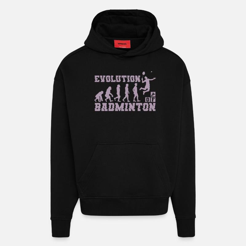 Badminton Evolution Silhouette - Hoodie- made by SPREAD  - SOLID BLACK