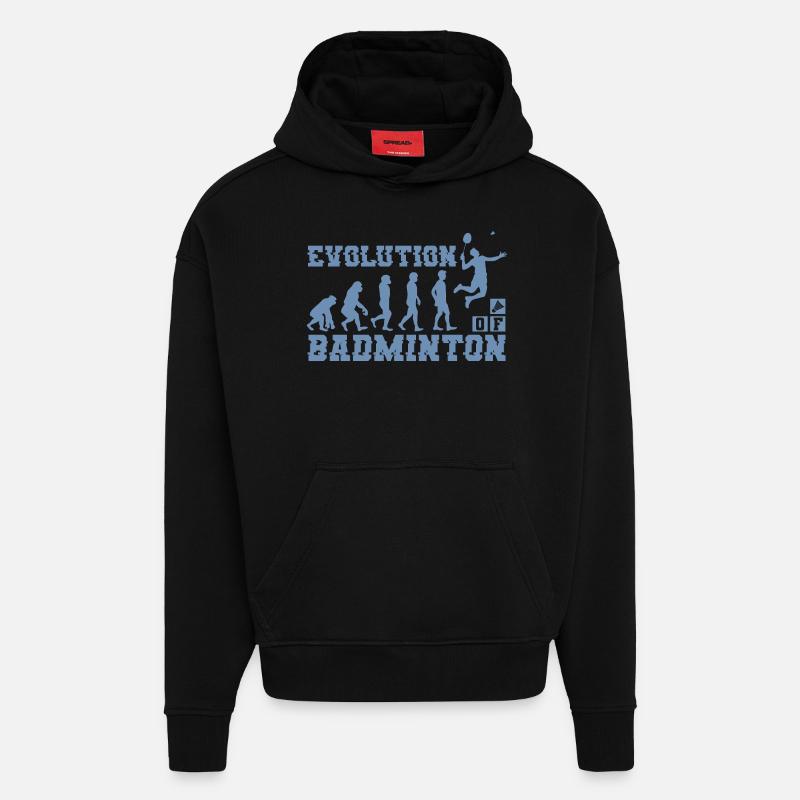 Badminton Evolution Silhouette - Hoodie- made by SPREAD  - SOLID BLACK