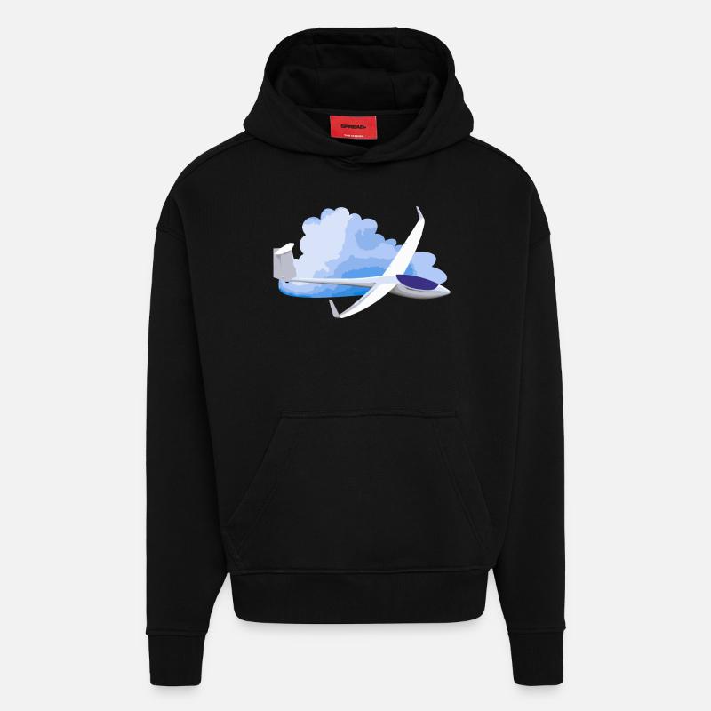 Segelflugzeug mit Wolke Geschenkidee - Hoodie- made by SPREAD  - SOLID BLACK