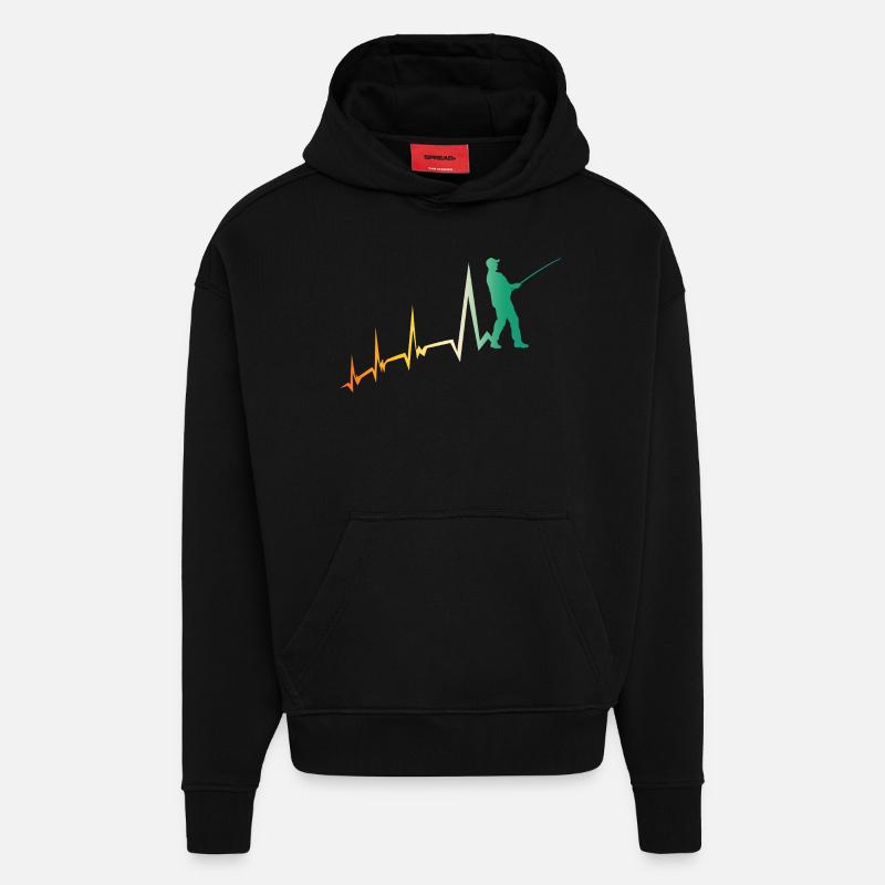 Angler Evolution Pêche - Sweat à capuche bio épais oversize fabriqué en UE - SOLID BLACK