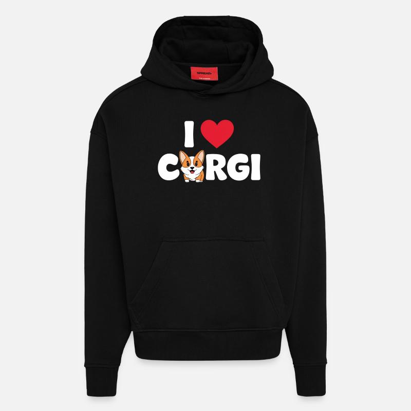 corgi - Sweat à capuche bio épais oversize fabriqué en UE - SOLID BLACK