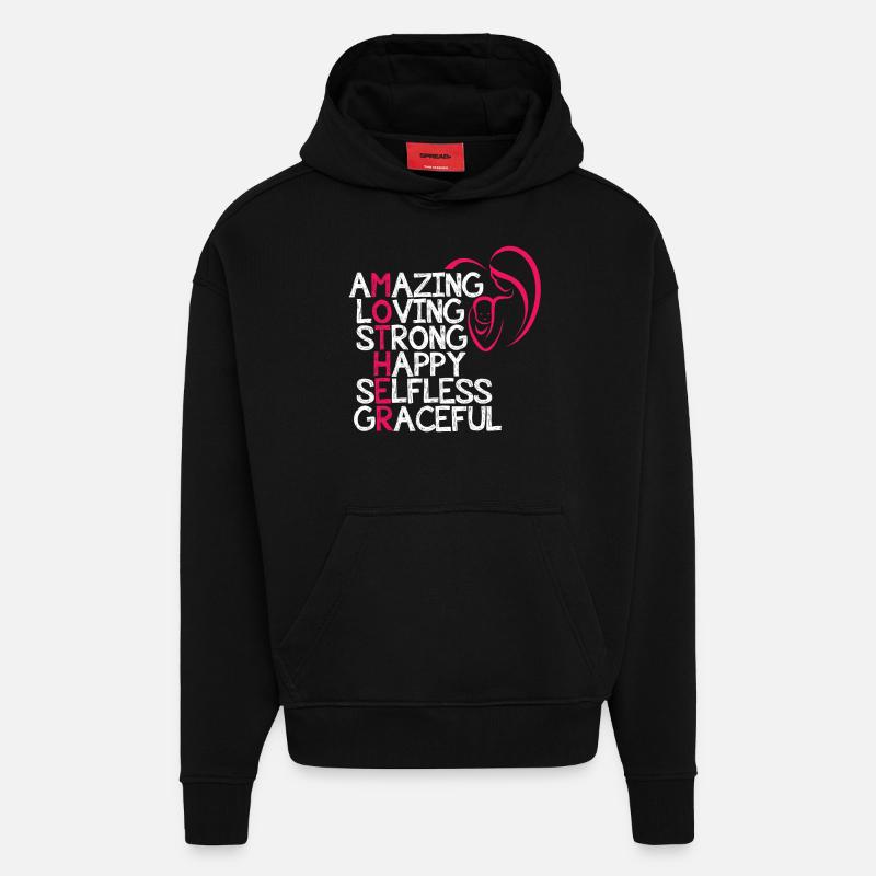 Fête des mères - Sweat à capuche bio épais oversize fabriqué en UE - SOLID BLACK