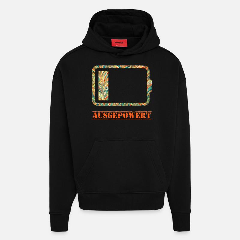 batterie e 20 - Sweat à capuche bio épais oversize fabriqué en UE - SOLID BLACK