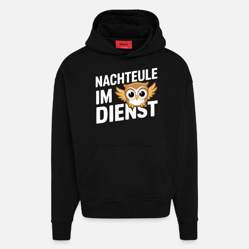 Nachteule Eule Eulen Vogel - Hoodie- made by SPREAD  - SOLID BLACK