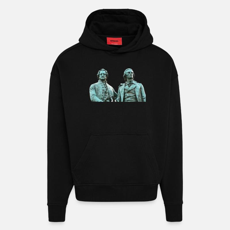 Weimar Göthe Schiller monument - Sweat à capuche bio épais oversize fabriqué en UE - SOLID BLACK