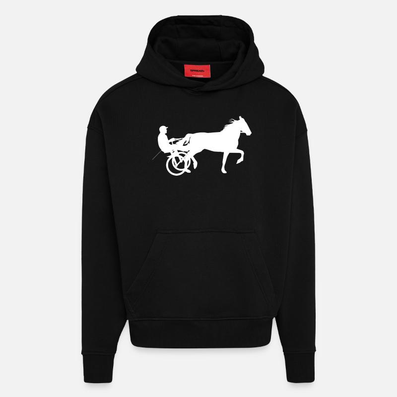 Courses hippiques courses hippiques - Sweat à capuche bio épais oversize fabriqué en UE - SOLID BLACK