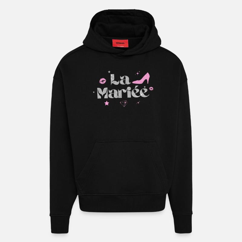 la mariée argenté - Sweat à capuche bio épais oversize fabriqué en UE - SOLID BLACK
