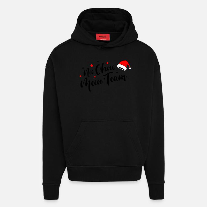 Équipe Noël - Sweat à capuche bio épais oversize fabriqué en UE - SOLID BLACK