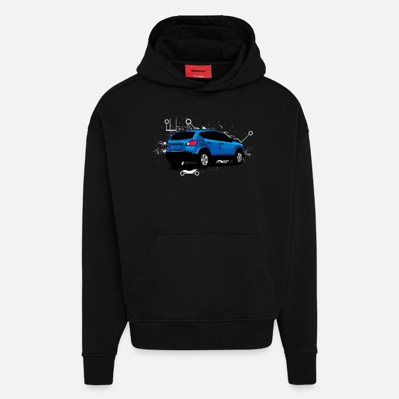 croisement BLue - Sweat à capuche bio épais oversize fabriqué en UE - SOLID BLACK