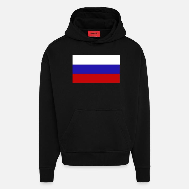 Russie - Sweat à capuche bio épais oversize fabriqué en UE - SOLID BLACK