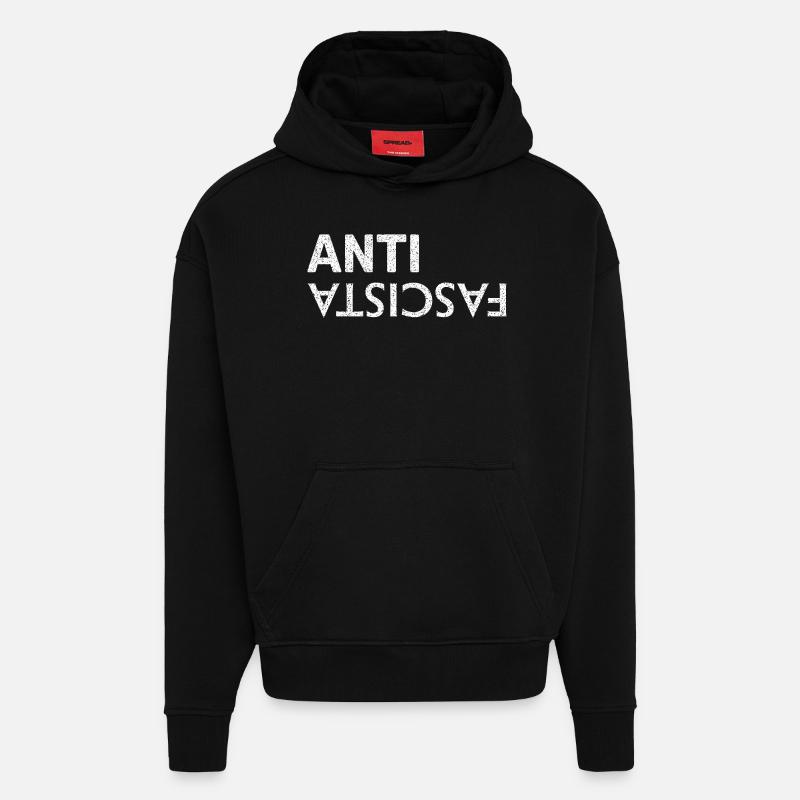 Antifasciste - Sweat à capuche bio épais oversize fabriqué en UE - SOLID BLACK