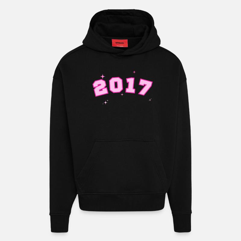 2017 rose étoile - Sweat à capuche bio épais oversize fabriqué en UE - SOLID BLACK