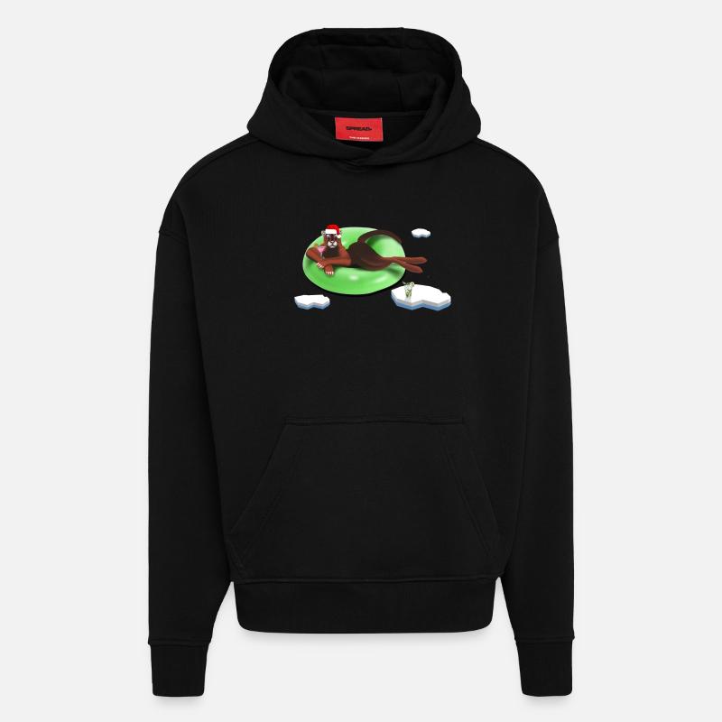 Chat sur une roue - Sweat à capuche bio épais oversize fabriqué en UE - SOLID BLACK