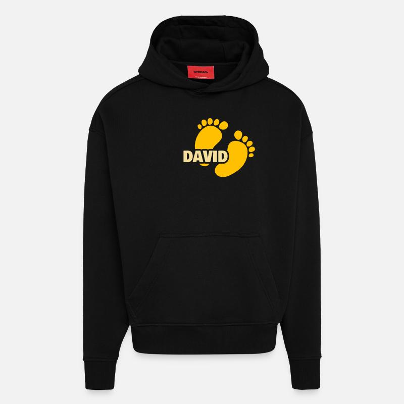 David comme naissance - Sweat à capuche bio épais oversize fabriqué en UE - SOLID BLACK