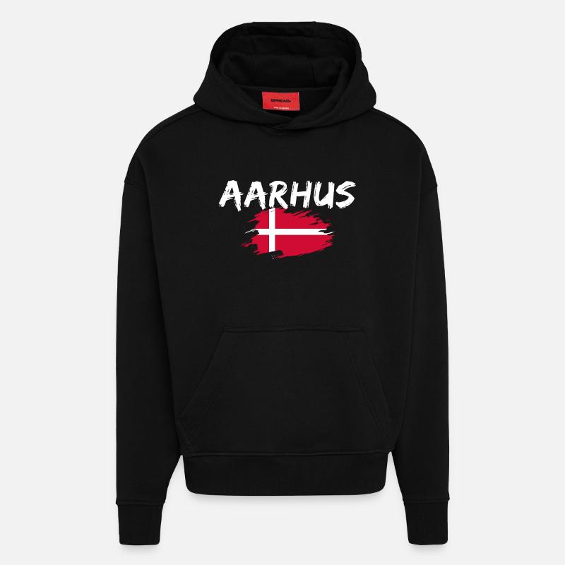Aarhus, Danemark - Sweat à capuche bio épais oversize fabriqué en UE - SOLID BLACK