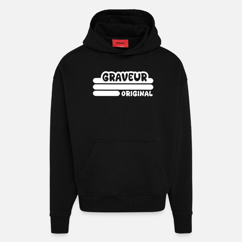 Profession : Graveur - Sweat à capuche bio épais oversize fabriqué en UE - SOLID BLACK