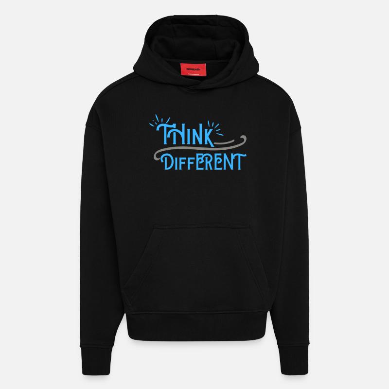 Think Differnet Blue Grey Design - Hoodie- made by SPREAD  - SOLID BLACK