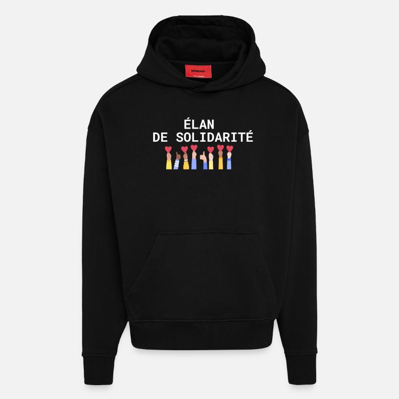 élan de solidarité - Sweat à capuche bio épais oversize fabriqué en UE - SOLID BLACK