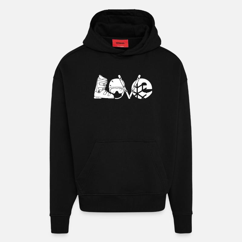 Ski amour chemise - Sweat à capuche bio épais oversize fabriqué en UE - SOLID BLACK