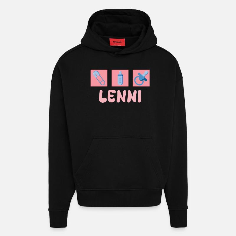 Lenni comme tétine - Sweat à capuche bio épais oversize fabriqué en UE - SOLID BLACK