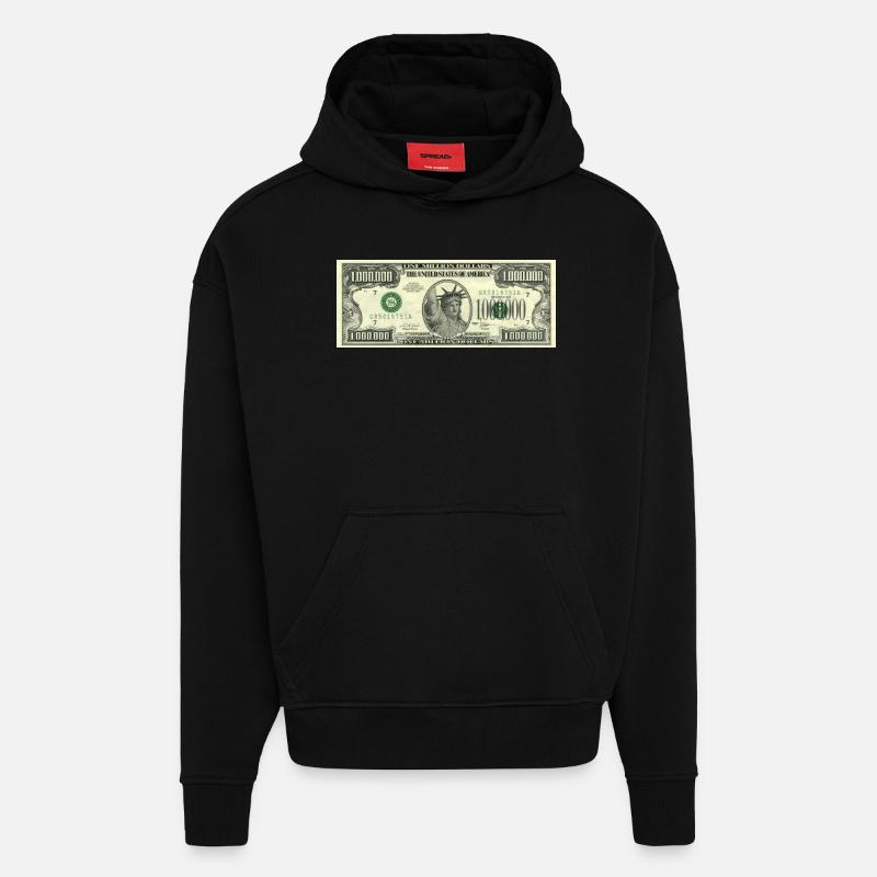 1 million de dollars - Sweat à capuche bio épais oversize fabriqué en UE - SOLID BLACK