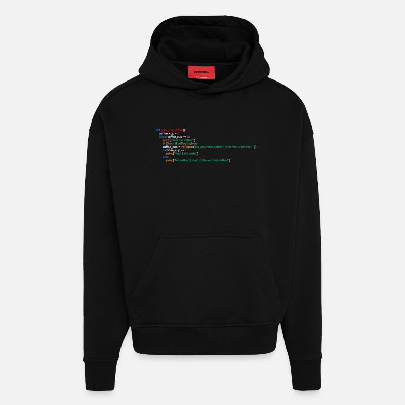 Coffee, Programming, Funny, Coffee - Hoodie- made by SPREAD  - SOLID BLACK