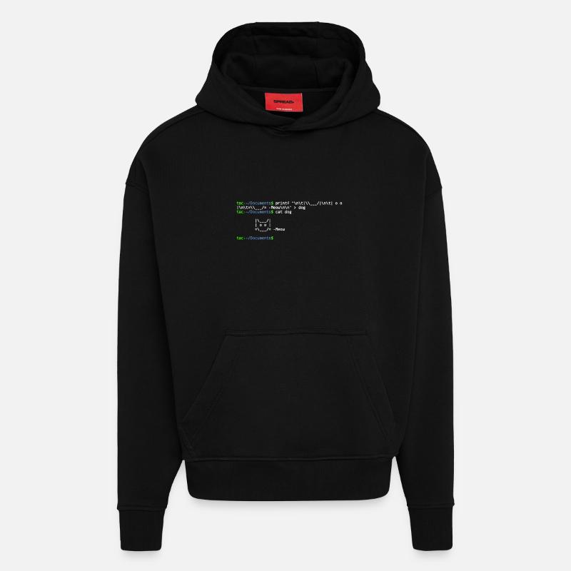 linux shell cat - Sweat à capuche bio épais oversize fabriqué en UE - SOLID BLACK