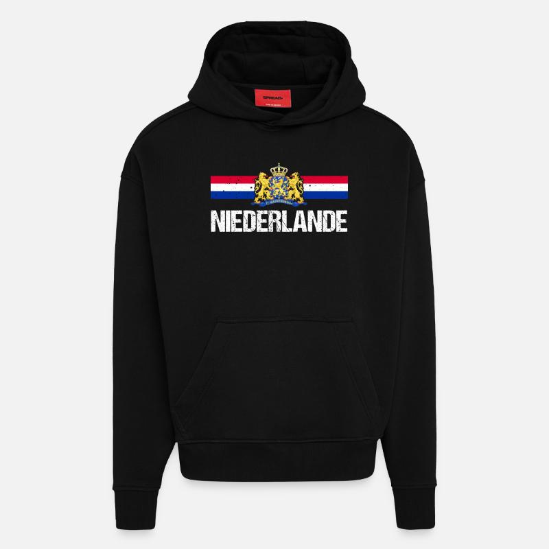 Pays-Bas Pays-Bas - Sweat à capuche bio épais oversize fabriqué en UE - SOLID BLACK