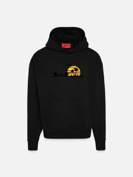 Sommer - Strand Palmen - Hoodie- made by SPREAD  - SOLID BLACK