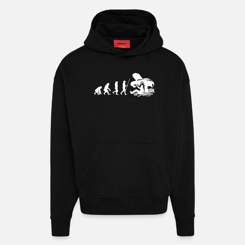 Artisan Evolution Mécanicien - Sweat à capuche bio épais oversize fabriqué en UE - SOLID BLACK