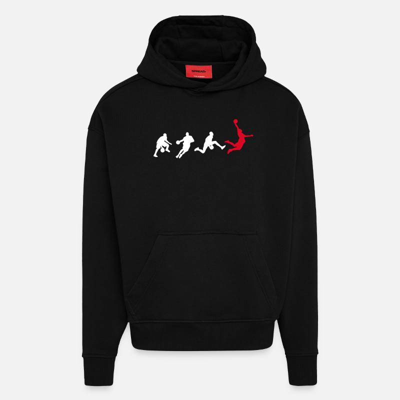 Basket-ball Basketteur Evolution Dunk - Sweat à capuche bio épais oversize fabriqué en UE - SOLID BLACK