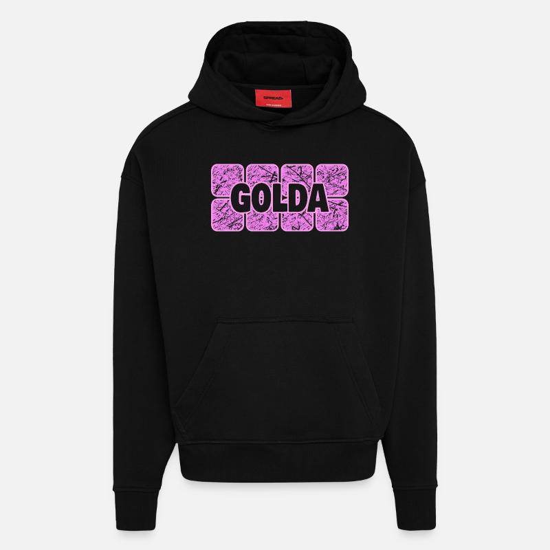 Cadeau pour Golda - Sweat à capuche bio épais oversize fabriqué en UE - SOLID BLACK