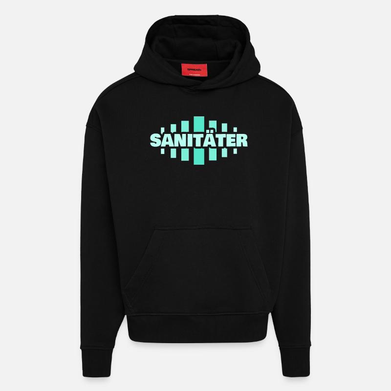 Profession : Ambulancier paramédical - Sweat à capuche bio épais oversize fabriqué en UE - SOLID BLACK