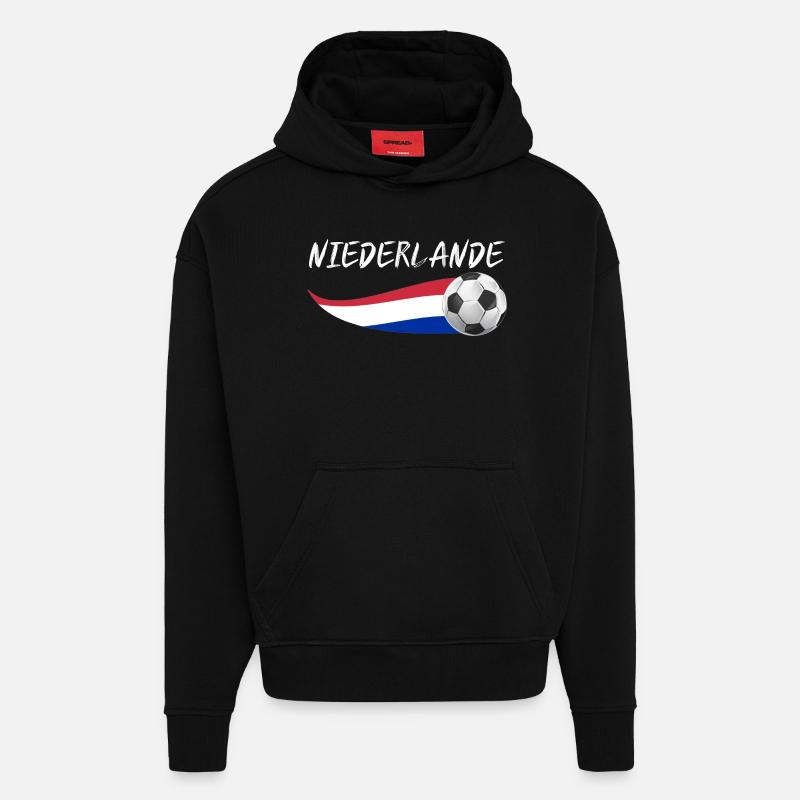 Pays-Bas Pays-Bas - Sweat à capuche bio épais oversize fabriqué en UE - SOLID BLACK