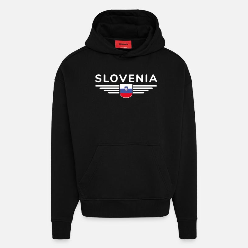 Design slovène élégant - Sweat à capuche bio épais oversize fabriqué en UE - SOLID BLACK