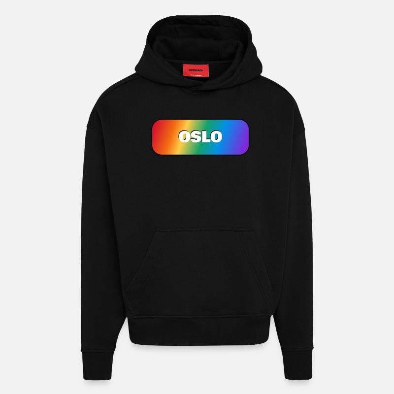 GAY PRIDE D’OSLO - Sweat à capuche bio épais oversize fabriqué en UE - SOLID BLACK