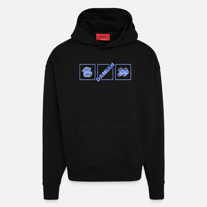 Damian comme naissance - Sweat à capuche bio épais oversize fabriqué en UE - SOLID BLACK