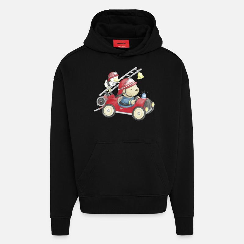 PP_Feuerwehr_01 - Sweat à capuche bio épais oversize fabriqué en UE - SOLID BLACK