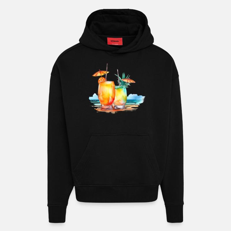 COCKTAIL ON THE BEACH - Hoodie- made by SPREAD  - SOLID BLACK