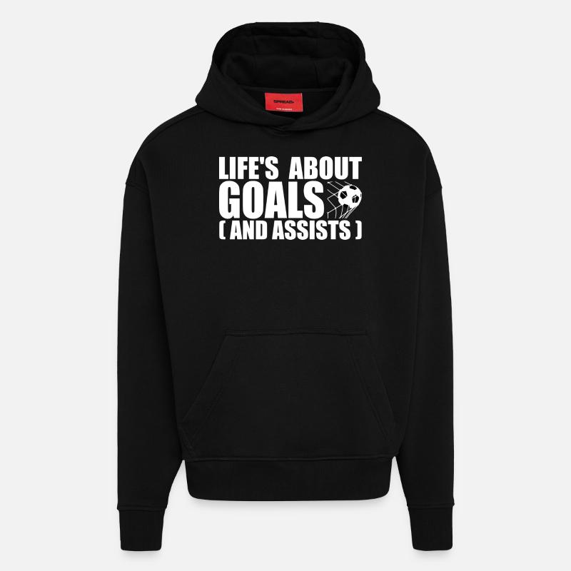 Life's about goals and assists - Sweat à capuche bio épais oversize fabriqué en UE - SOLID BLACK