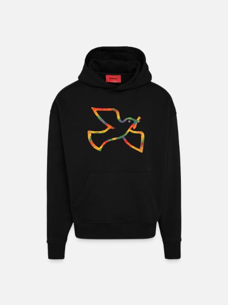 Farbige Friedenstaube - Hoodie- made by SPREAD  - SOLID BLACK