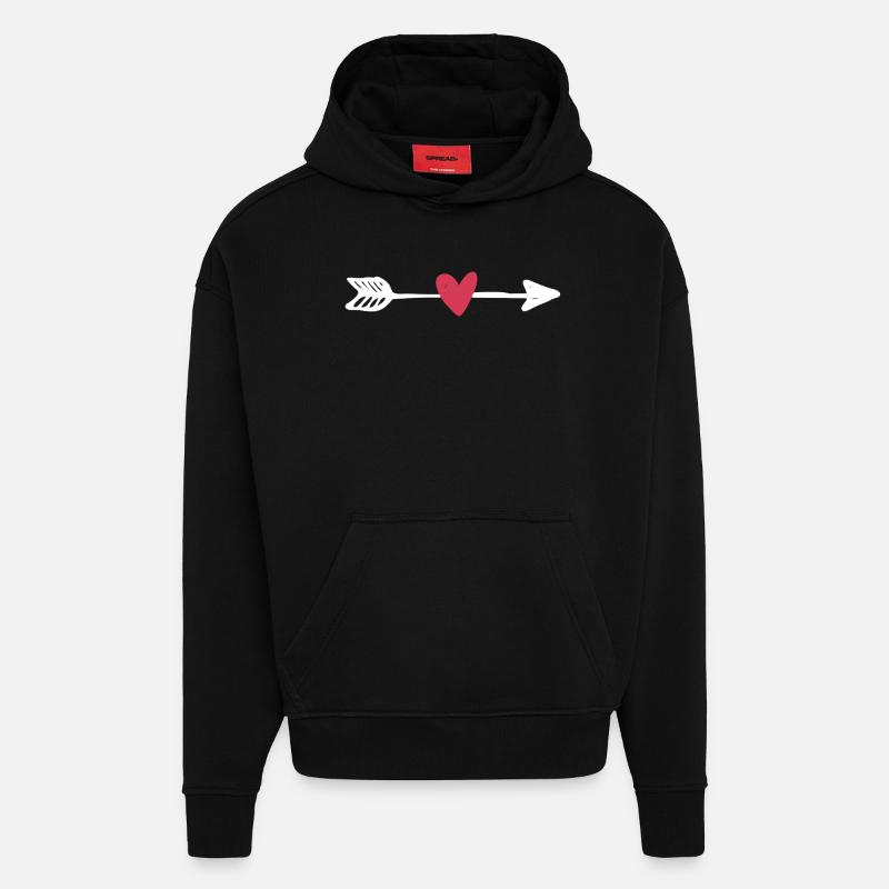 Flèche et le cœur - Sweat à capuche bio épais oversize fabriqué en UE - SOLID BLACK