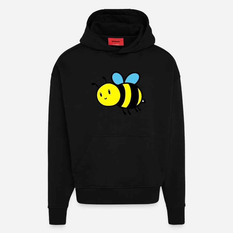 Douce abeille - Sweat à capuche bio épais oversize fabriqué en UE - SOLID BLACK