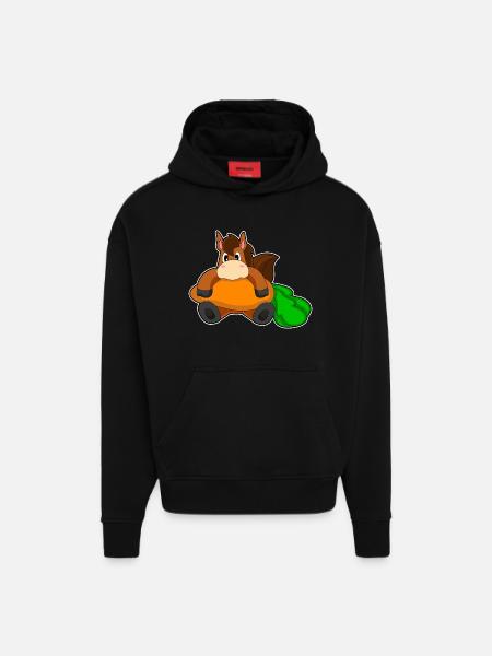 Cheval Carotte - Sweat à capuche bio épais oversize fabriqué en UE - SOLID BLACK