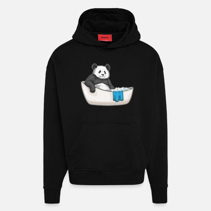 Baignoire Panda - Sweat à capuche bio épais oversize fabriqué en UE - SOLID BLACK